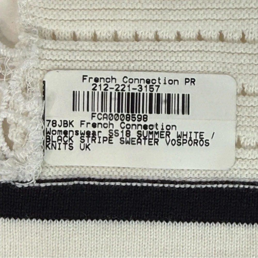 FRENCH CONNECTION Women Small Textured White Knit V-Neck Sweater Generous Sizing - Picture 9 of 16